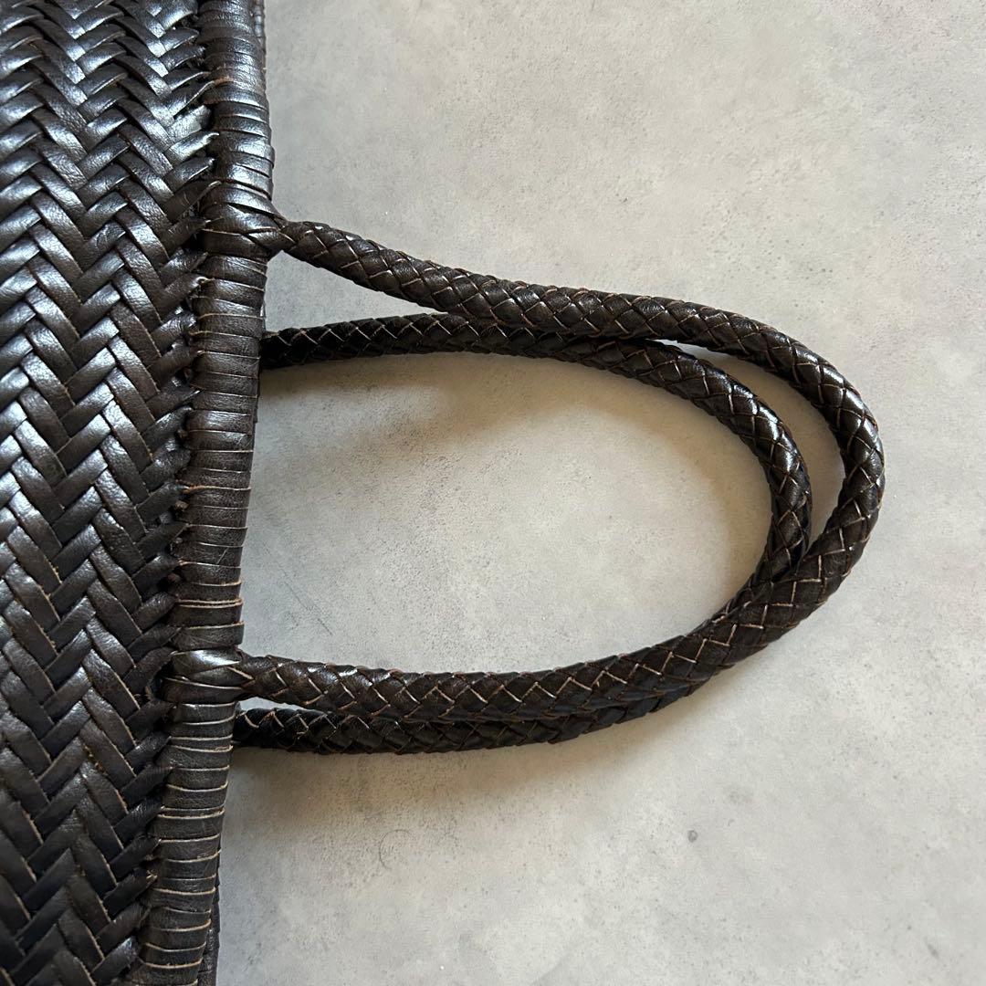 美品ドラゴンDragon メッシュバッグトートバッグレザー肩掛けダークブラウン