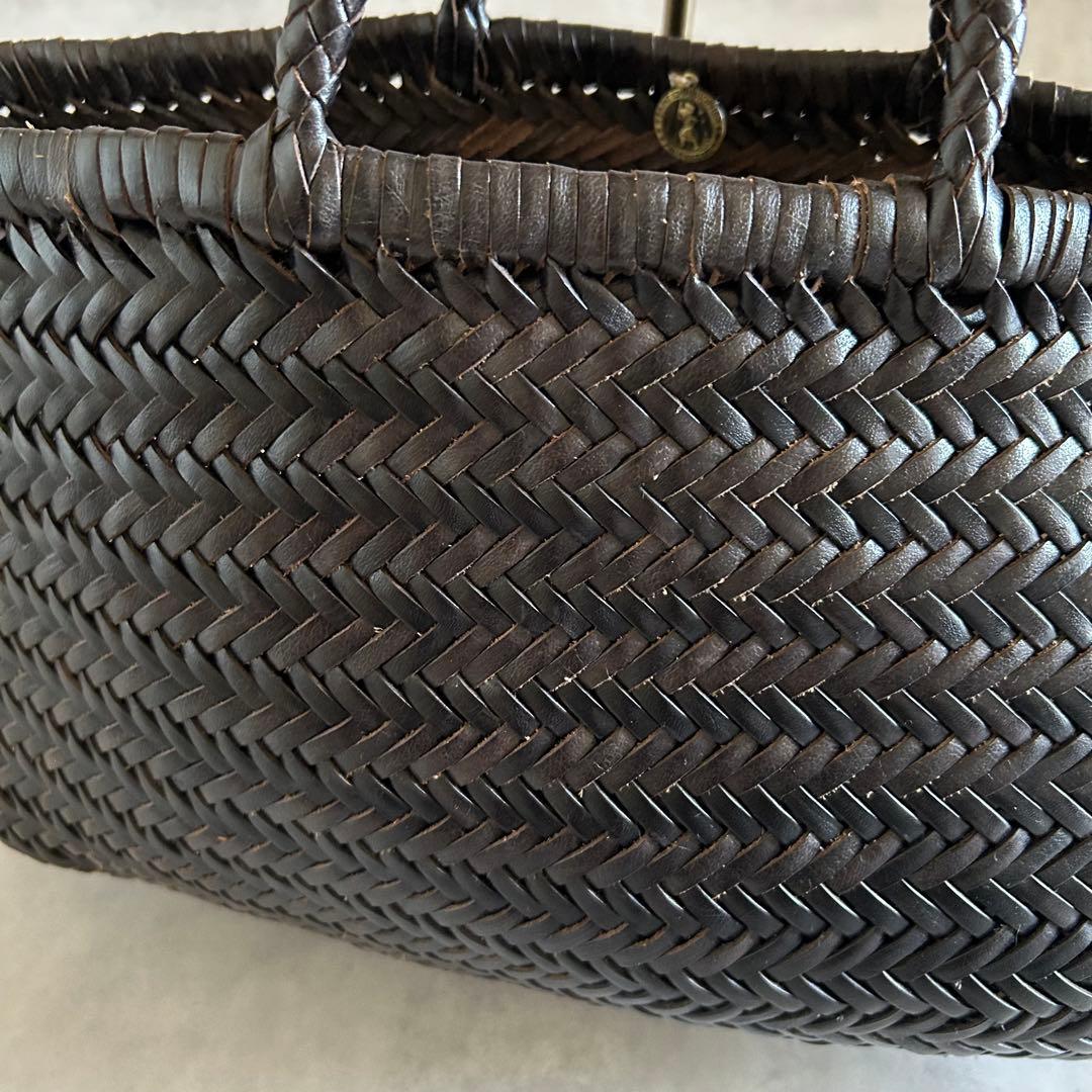 美品ドラゴンDragon メッシュバッグトートバッグレザー肩掛けダークブラウン