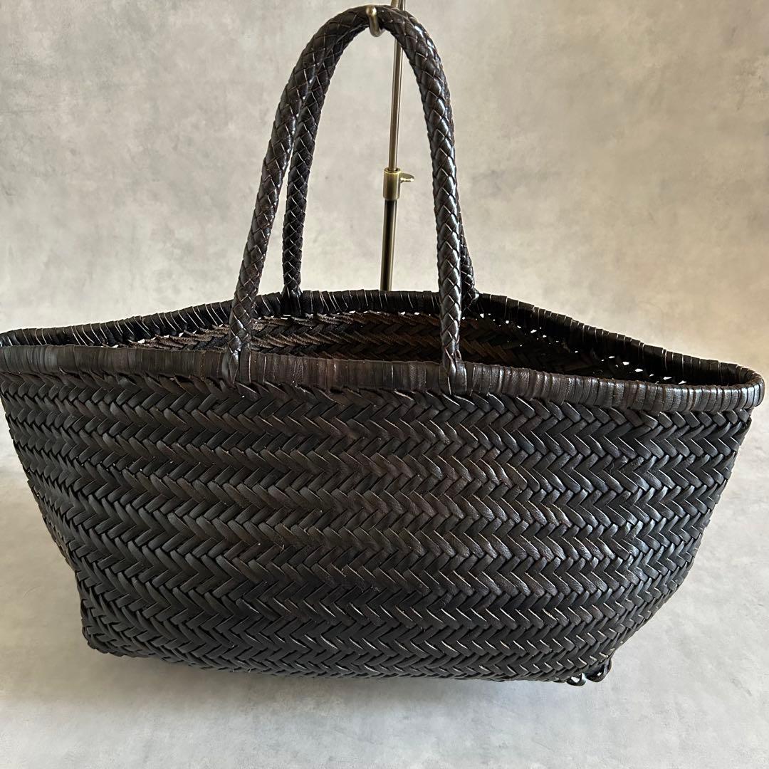 美品ドラゴンDragon メッシュバッグトートバッグレザー肩掛けダークブラウン