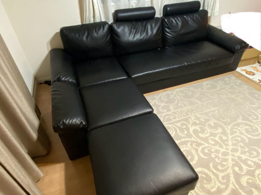 【引取限定】4～5人掛けコーナーソファ クッション・足付き 定価約7.5万/込