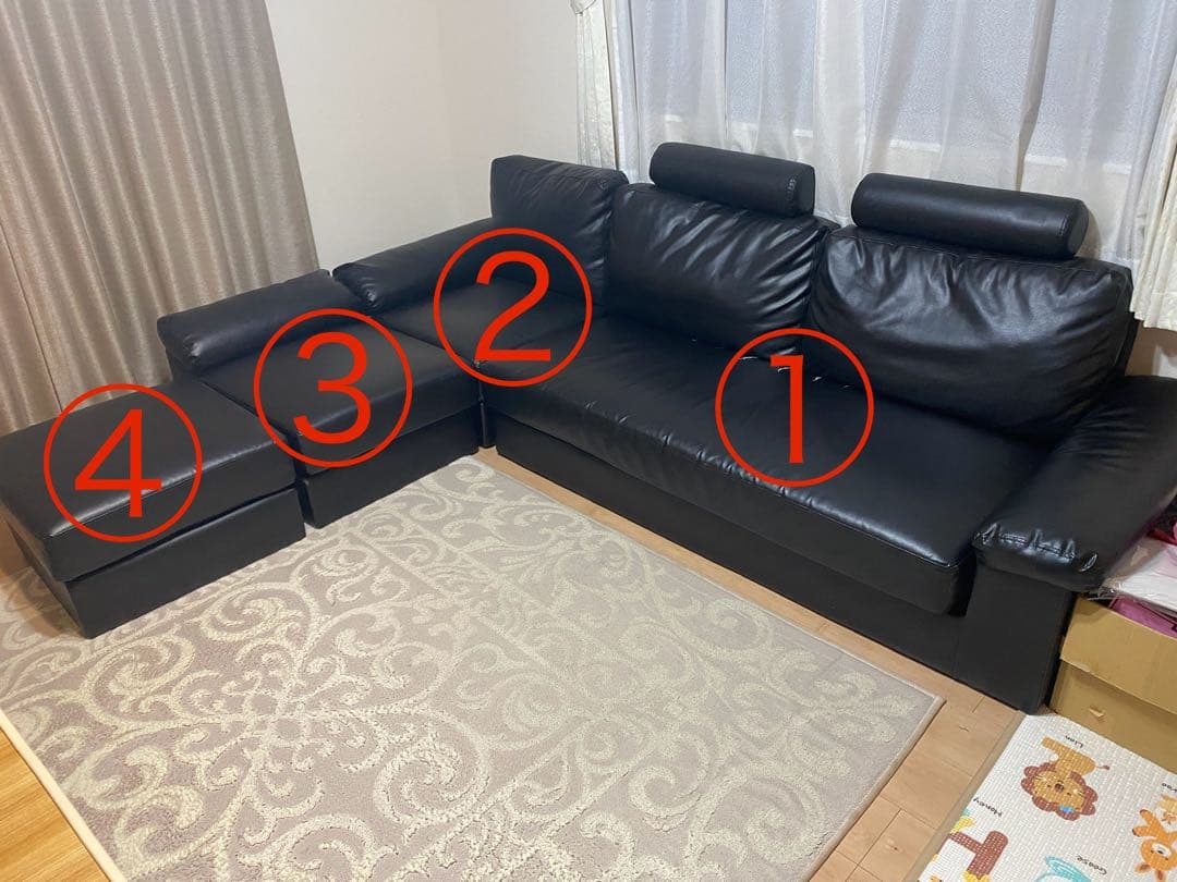 【引取限定】4～5人掛けコーナーソファ クッション・足付き 定価約7.5万/込