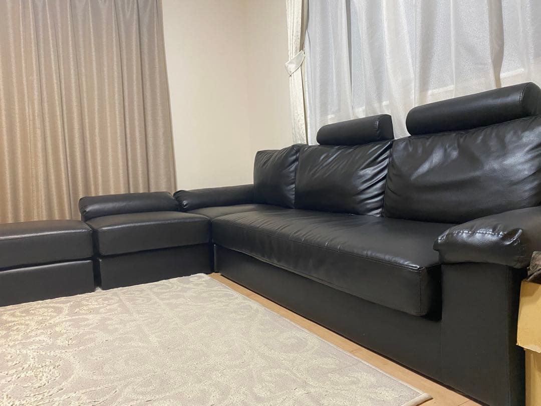 【引取限定】4～5人掛けコーナーソファ クッション・足付き 定価約7.5万/込