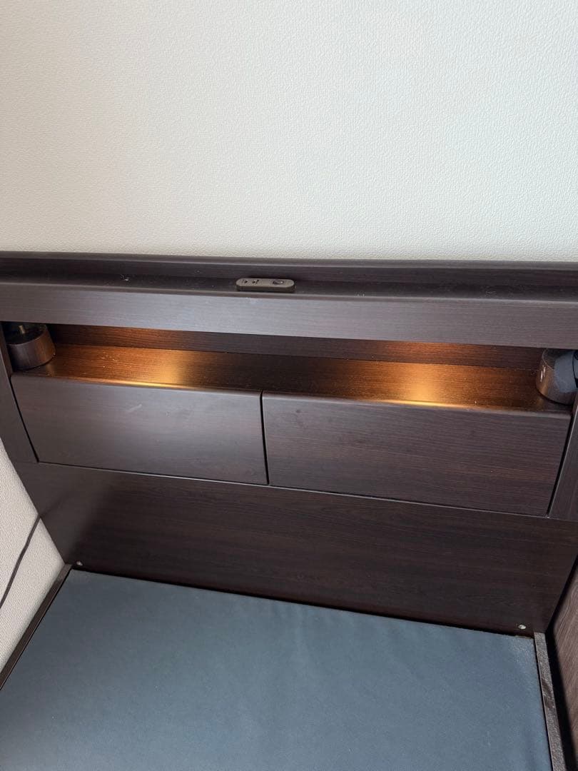 シングルベッドフレーム ダークブラウン 引き出し付き