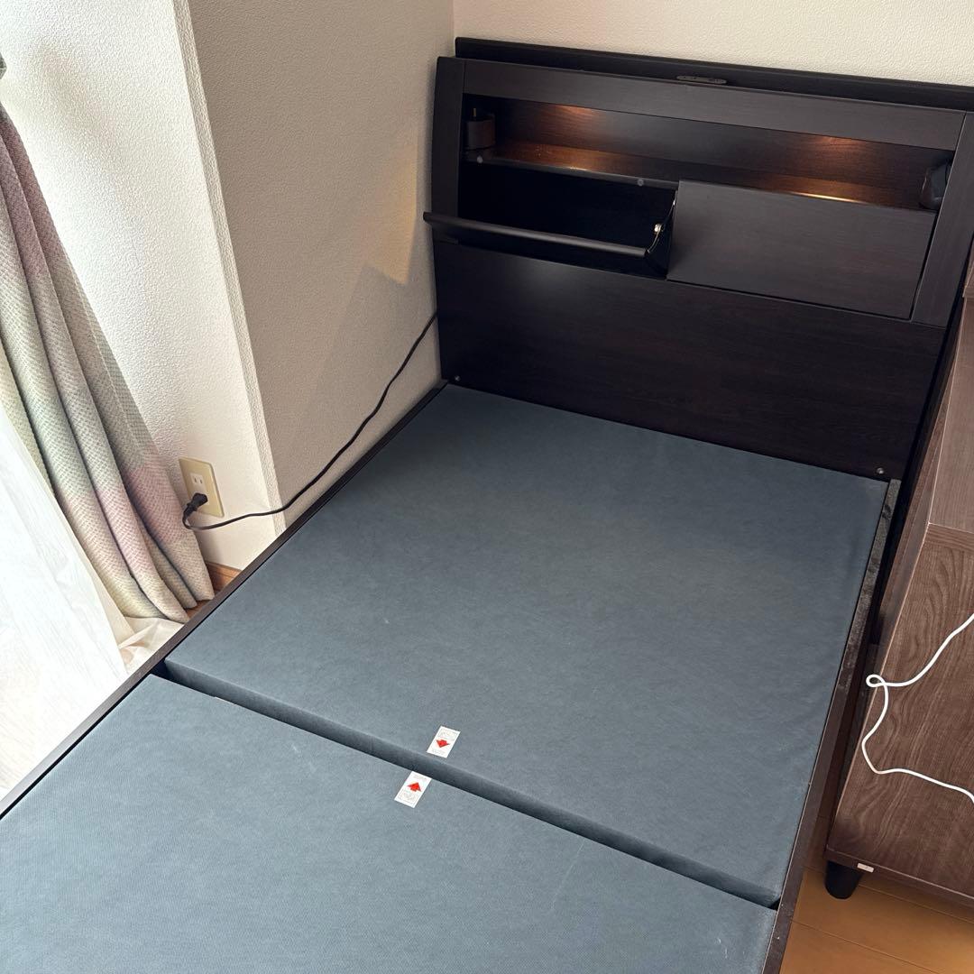 シングルベッドフレーム ダークブラウン 引き出し付き