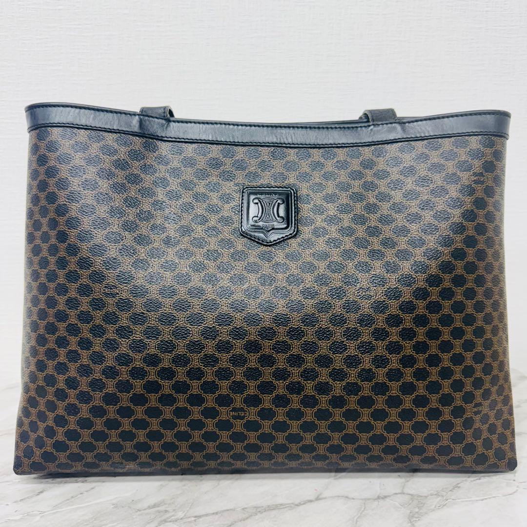 ✨CELINE✨マカダム✨レザー×PVC✨ブラック✨トートバッグ✨ハンドバッグ✨
