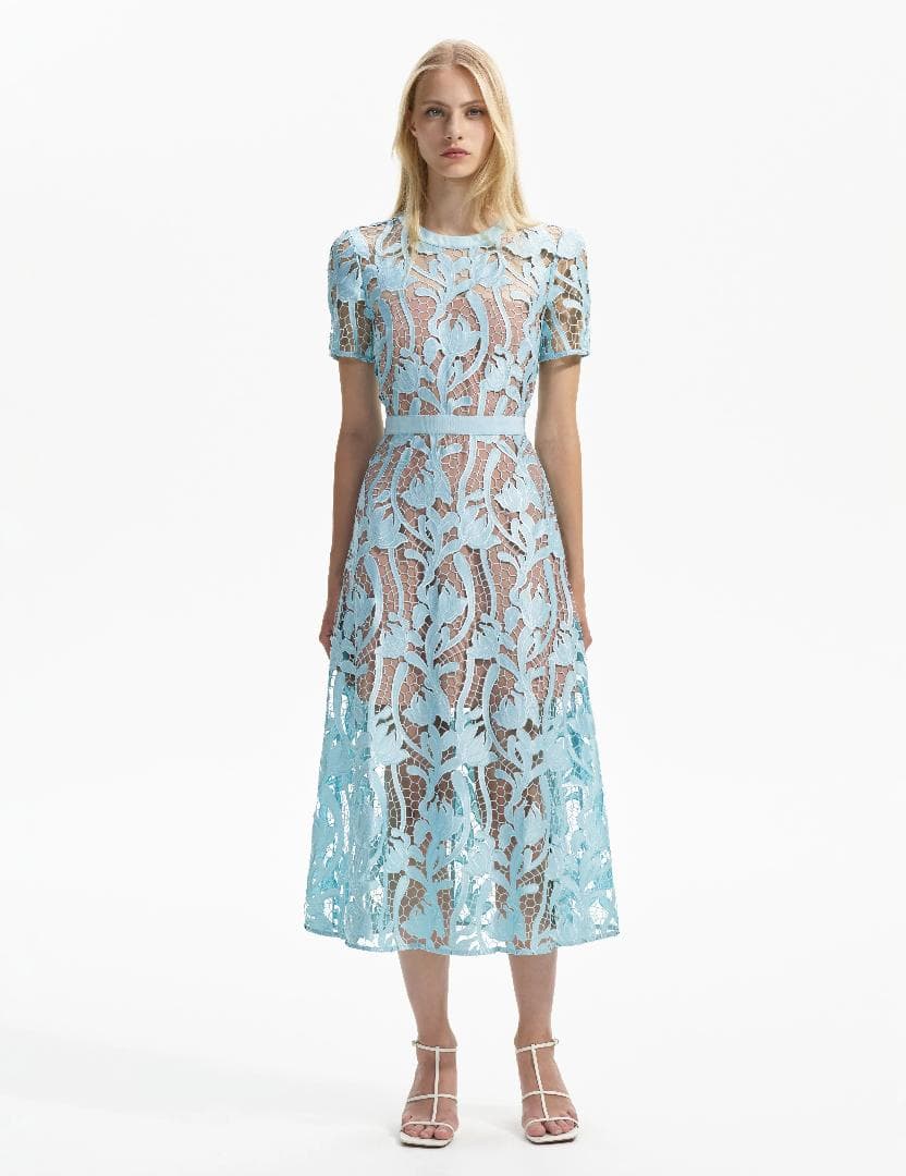 あ*ね様 セルフポートレイト レース ワンピース 水色 UK8 未使用 Lace