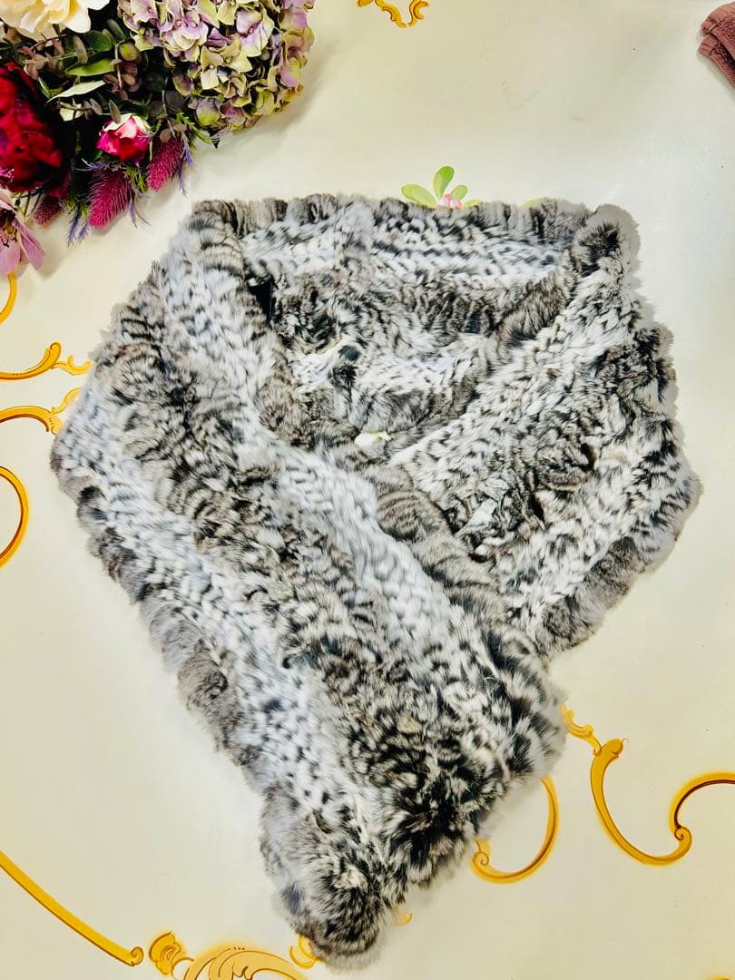 高級チンチラスヌードダーマコレクションネックウォーマー グレーチンチラマフラー