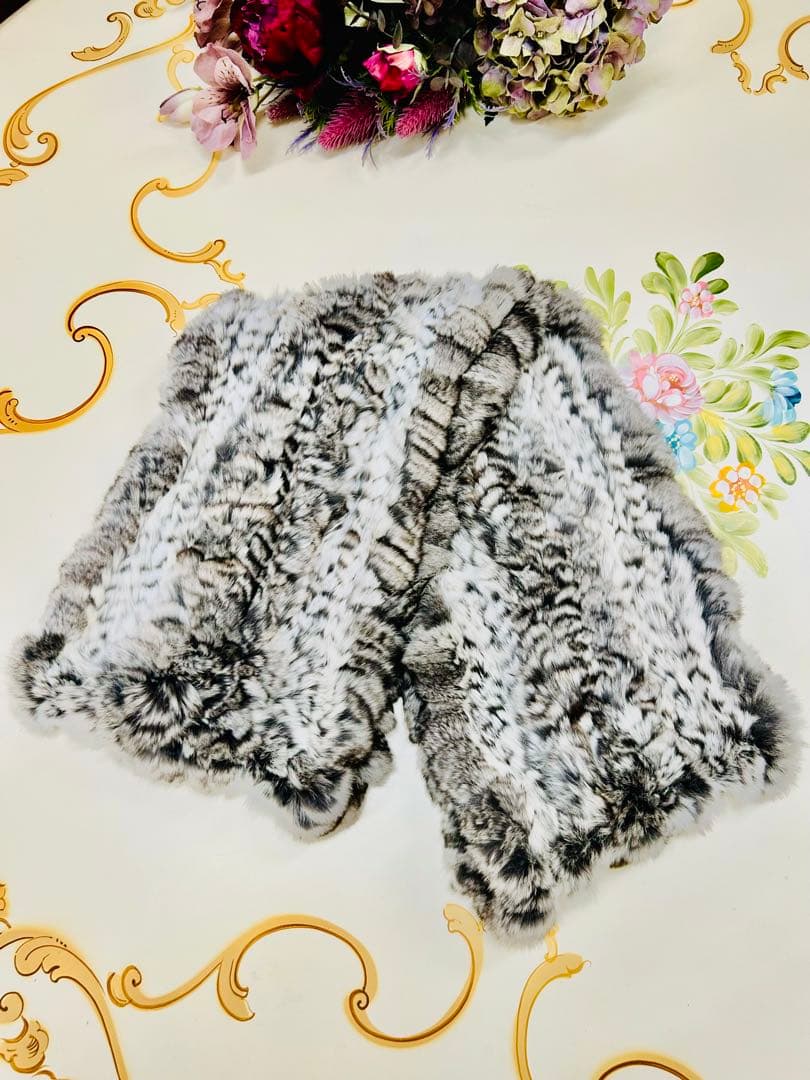 高級チンチラスヌードダーマコレクションネックウォーマー グレーチンチラマフラー