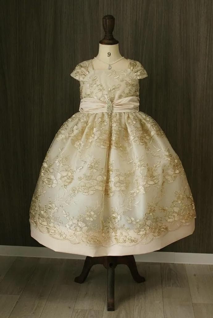 ドレス130㎝　シャンパンゴールド　青い鳥