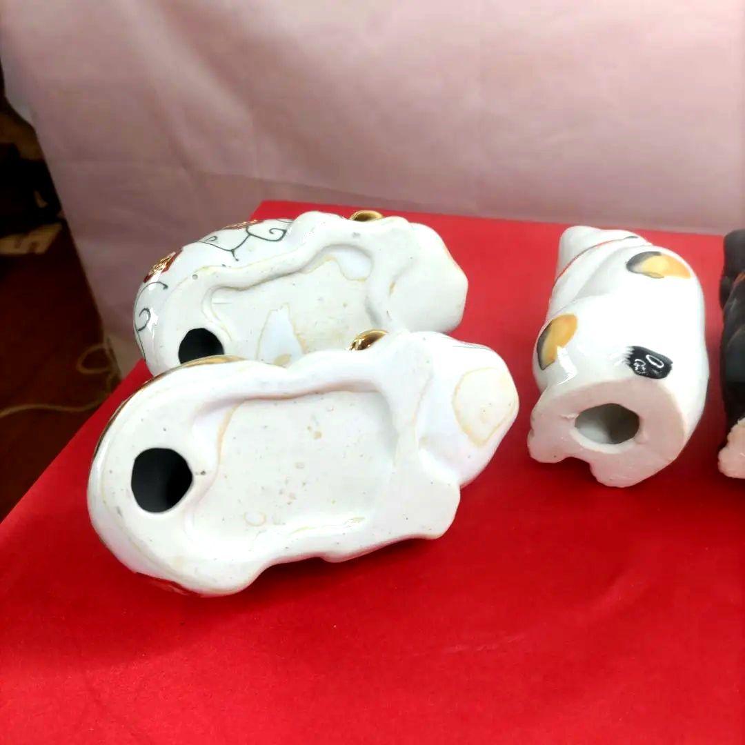 【猫づくし】招き猫　眠り猫　陶器　置物　開運　7体セット