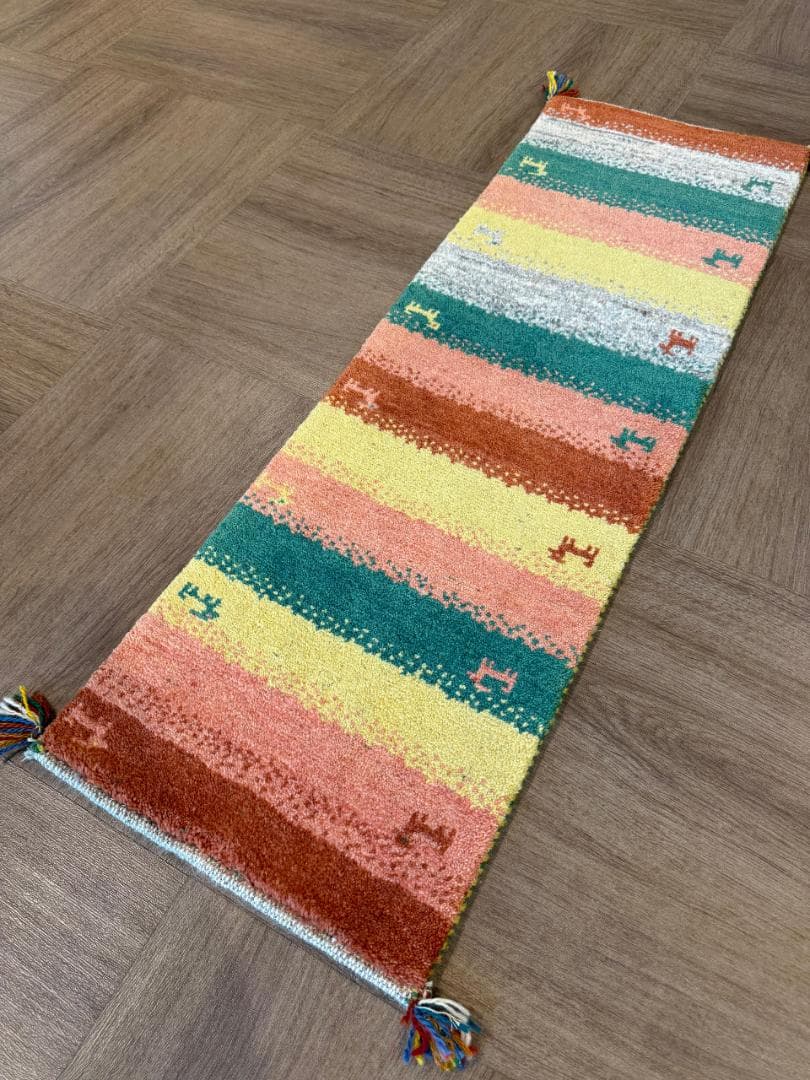 122x40cm ペルシャギャッベ ランナー (ギャベ) ペルシャ絨毯 ギャッベ