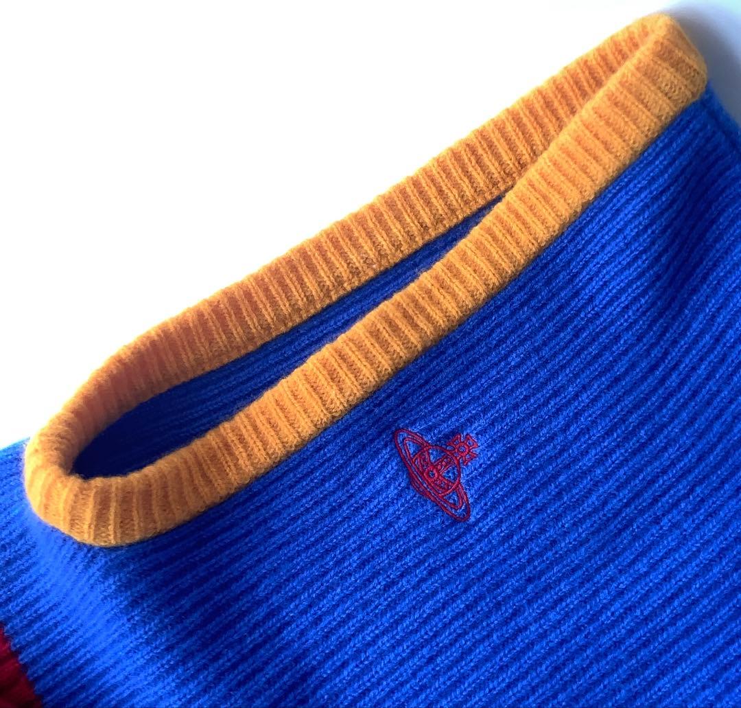 新品★ヴィヴィアンウエストウッド★リブニット バラクラバ★ブルーレッド