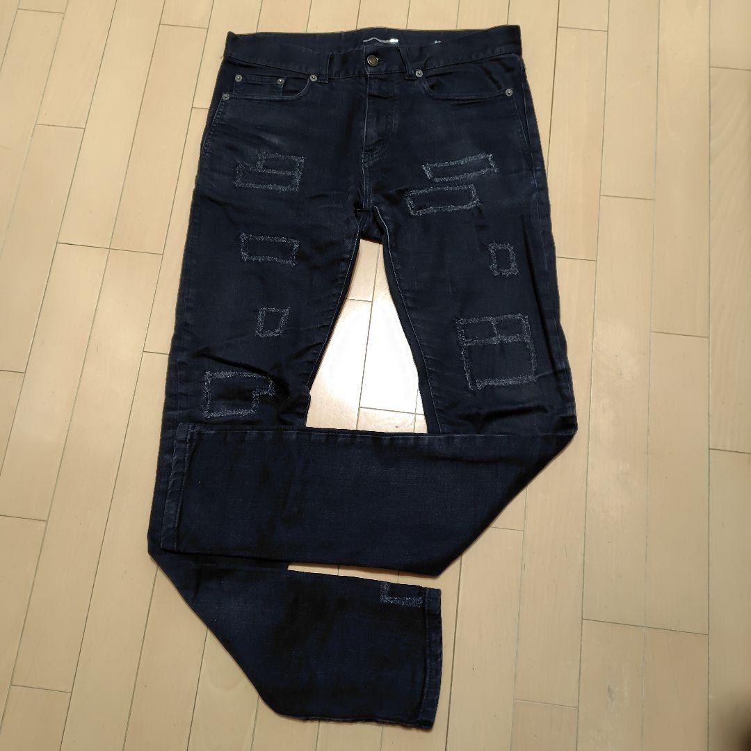 サンローランパリ希少 ダメージスキニーブラックデニム エディスリマン