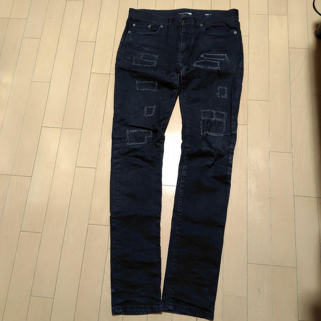 サンローランパリ希少 ダメージスキニーブラックデニム エディスリマン