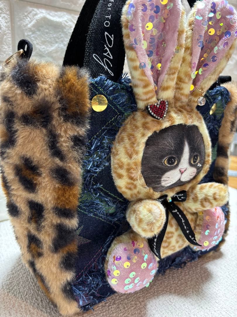 黒*こ様 コヤンイサムチョン　ハンドメイド　ミニファートートバッグ　ピンクうさち