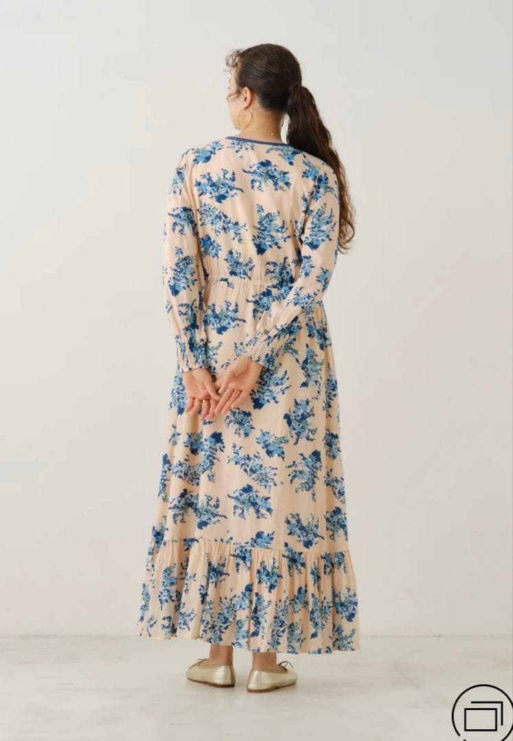 値下げ⭕️Cotton Rayon Flower Print Piping S