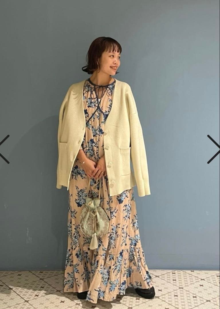 値下げ⭕️Cotton Rayon Flower Print Piping S