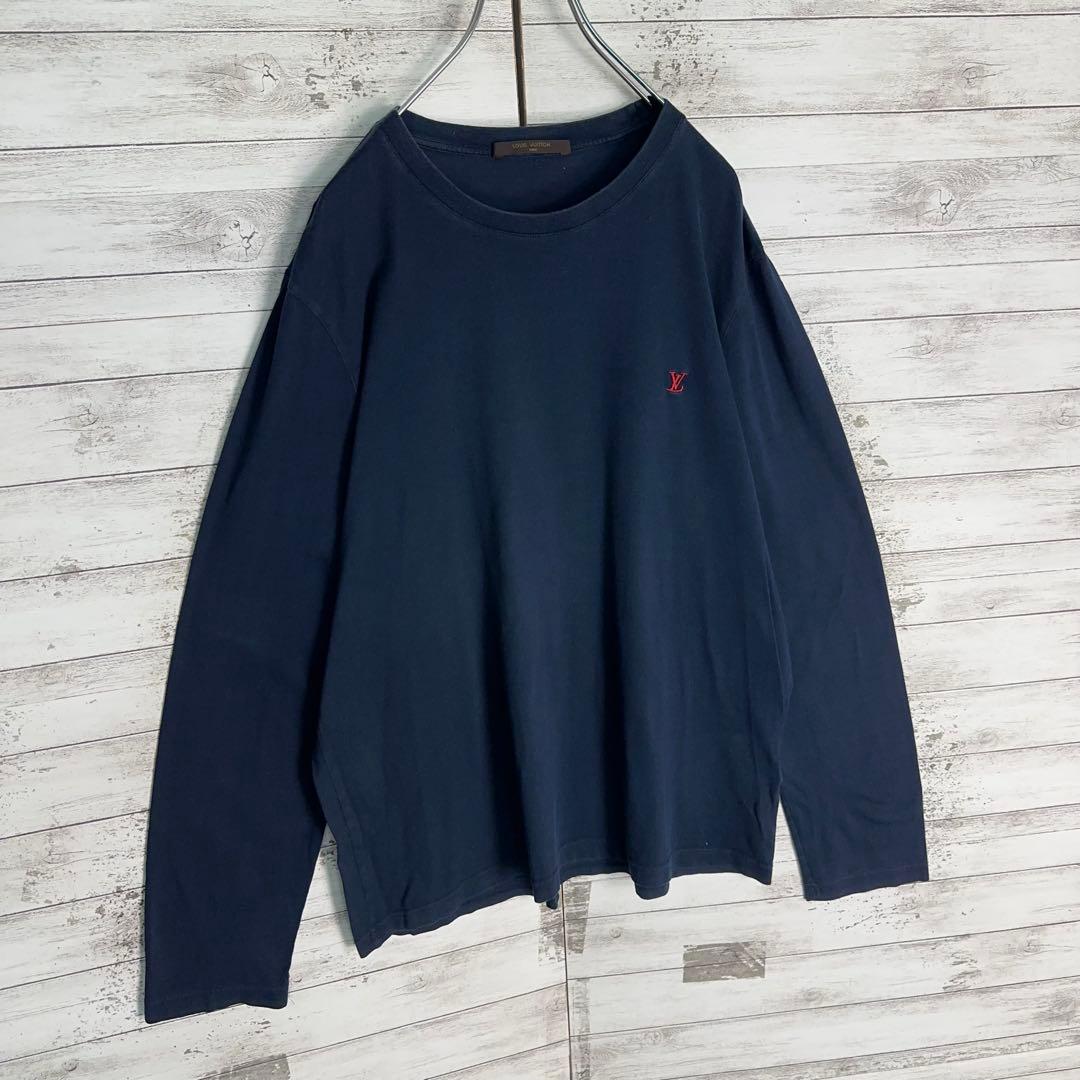 11417【美品・2XLサイズ】ルイヴィトン　ワンポイント刺繍LV長袖tシャツ
