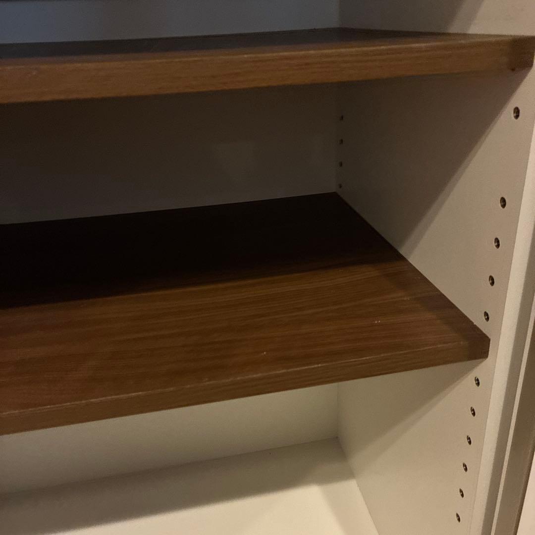 AYANOホワイト木製食器棚 スライド扉付き