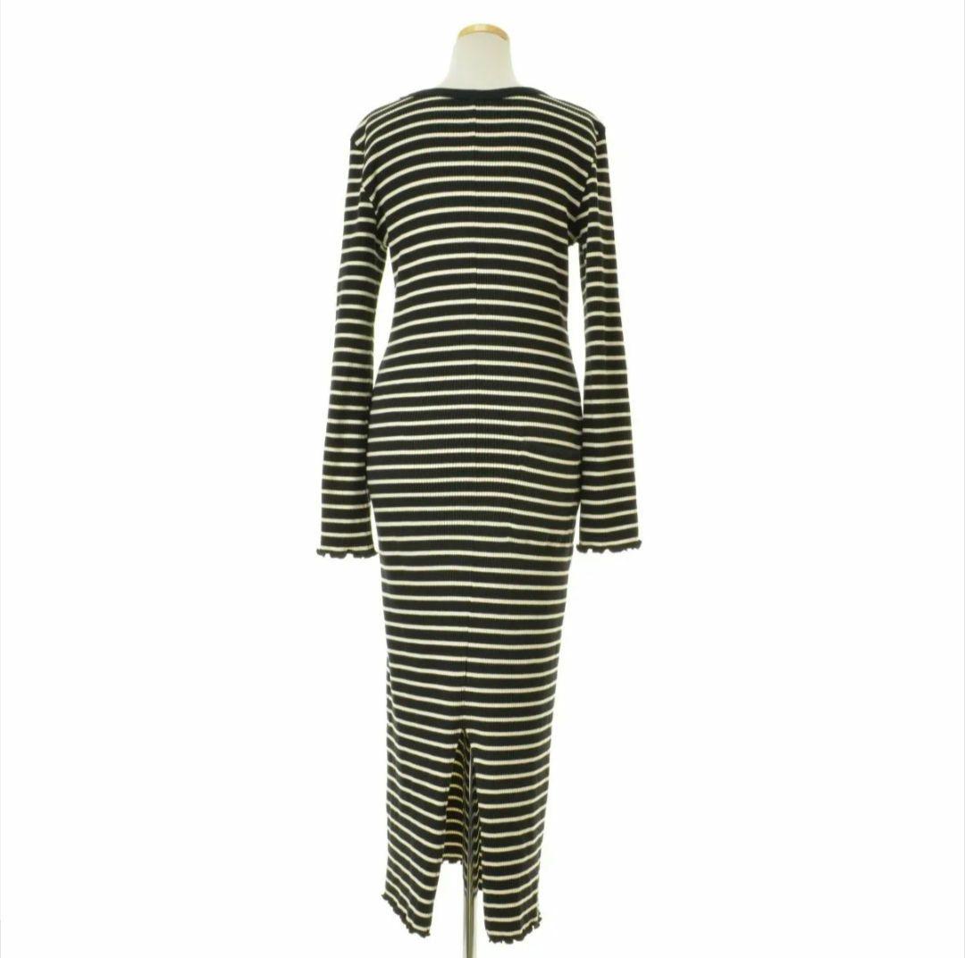 Ron Herman ボーダーリブニットワンピース　ブラック×ホワイト　マキシ丈