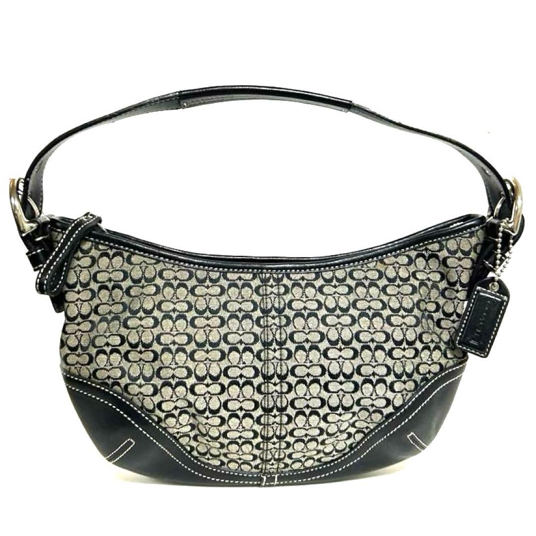 美品 コーチ COACH バッグ ハンドバッグ ミニ シグネチャー ブラック