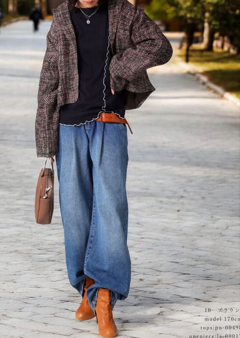 【極美品】アンティカantiqua クラシカル ツイードジャケット ショート丈