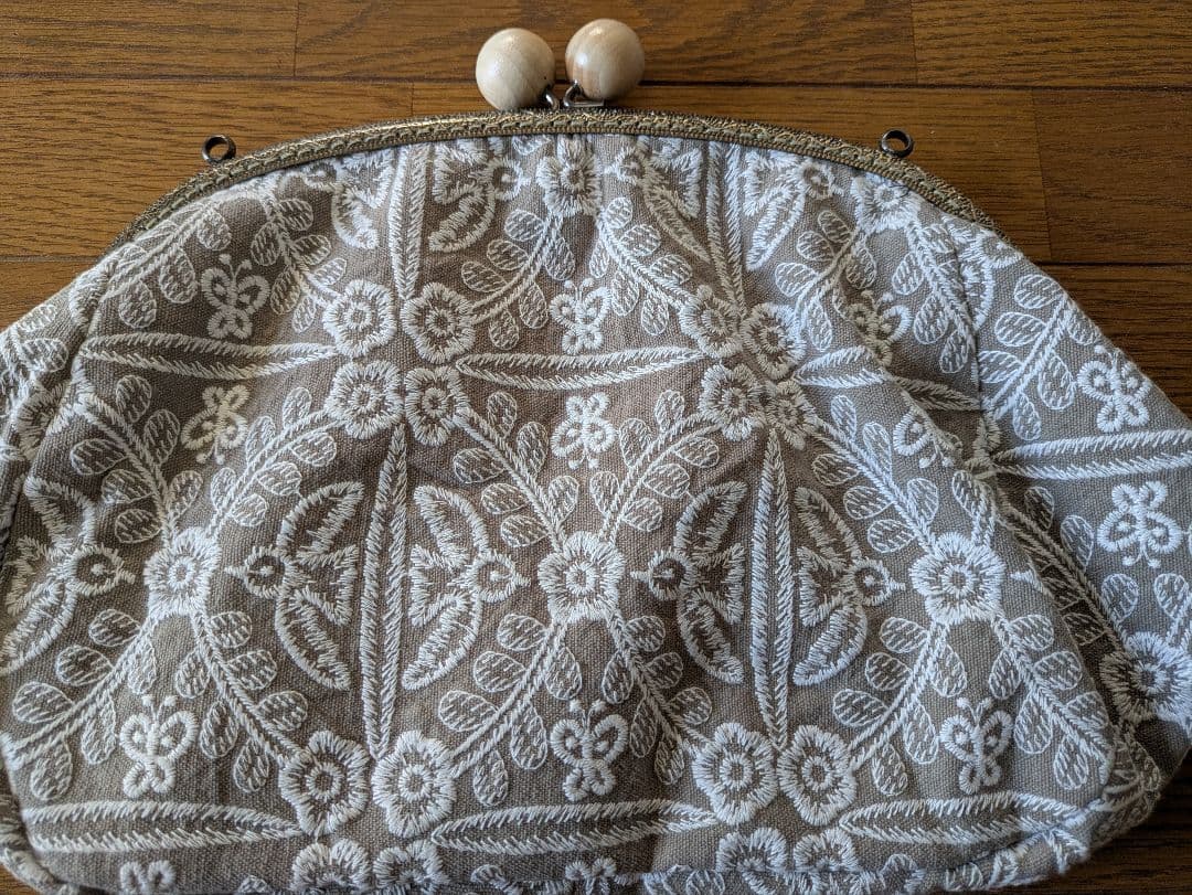 ●チャコ籠用ミナペルホネン風鳥花がま口あけび山葡萄かごバッグフェイクファー