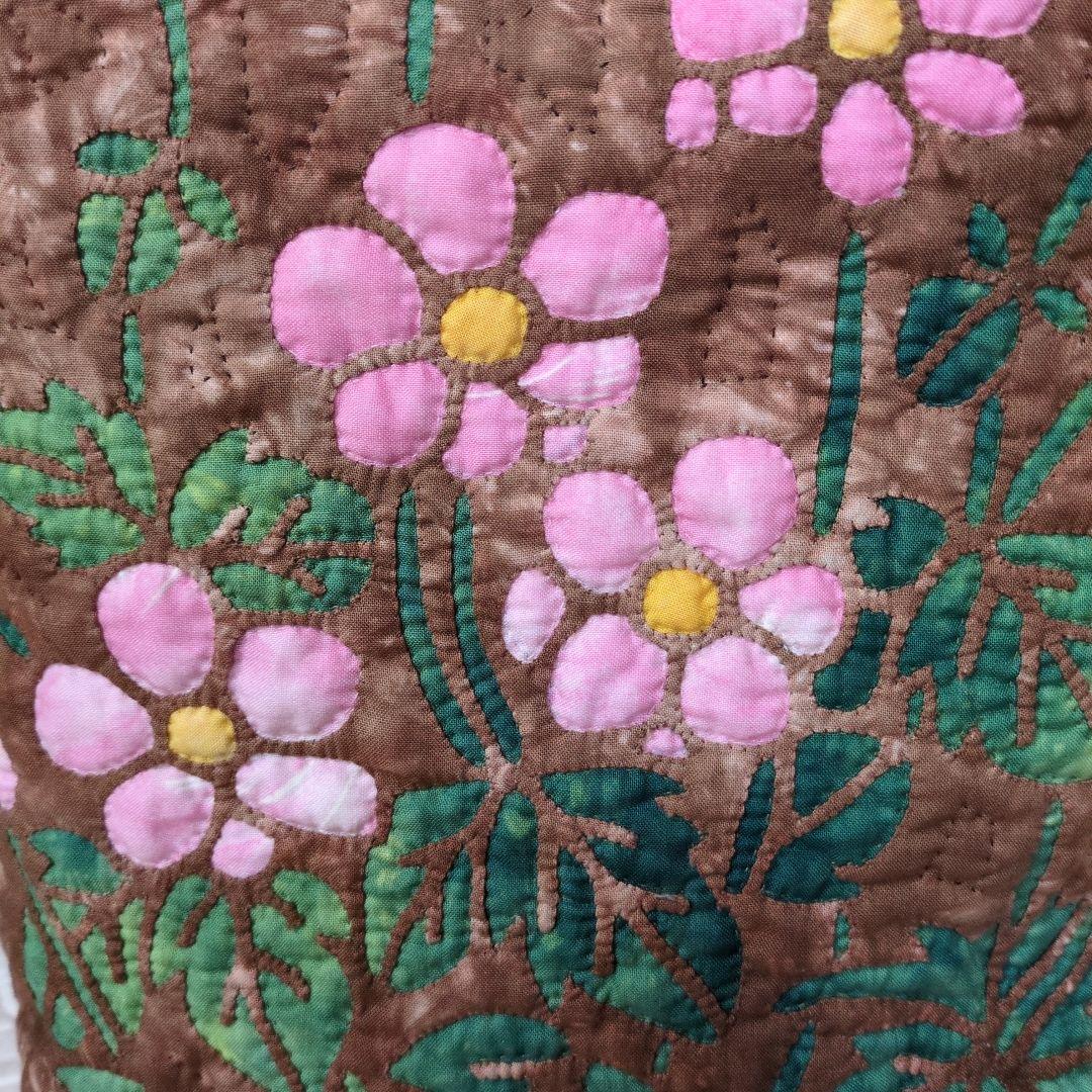 シュウメイギクのハワイアンキルトバッグ　ハンドメイド