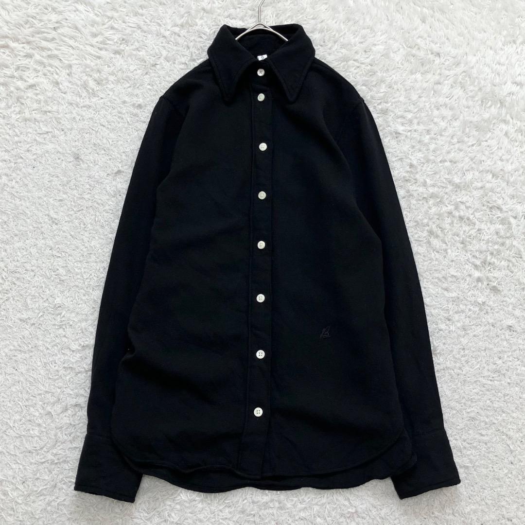 美品✨マディソンブルー ハイカラーマダムウールシャツ B刺繍 ブラック 黒 01