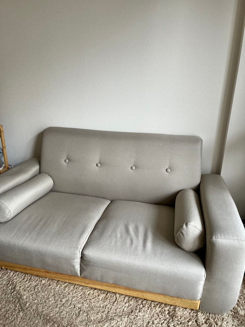 ベージュ 2WAYタイプソファ 2人掛け