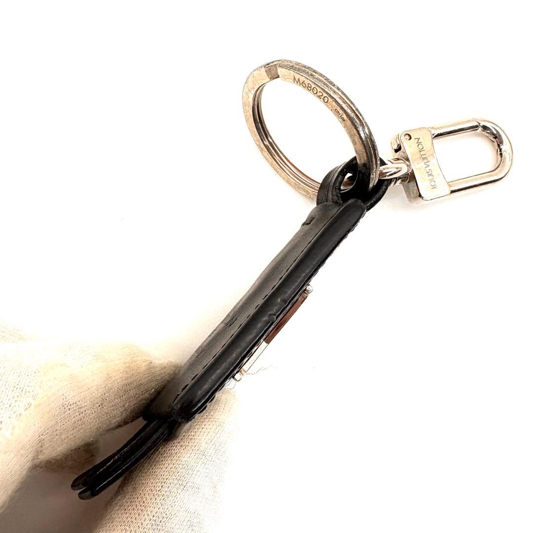 VUITTON　クラッシュクレ　黒　キーリング　本革　シルバー金具　ポルトクレ