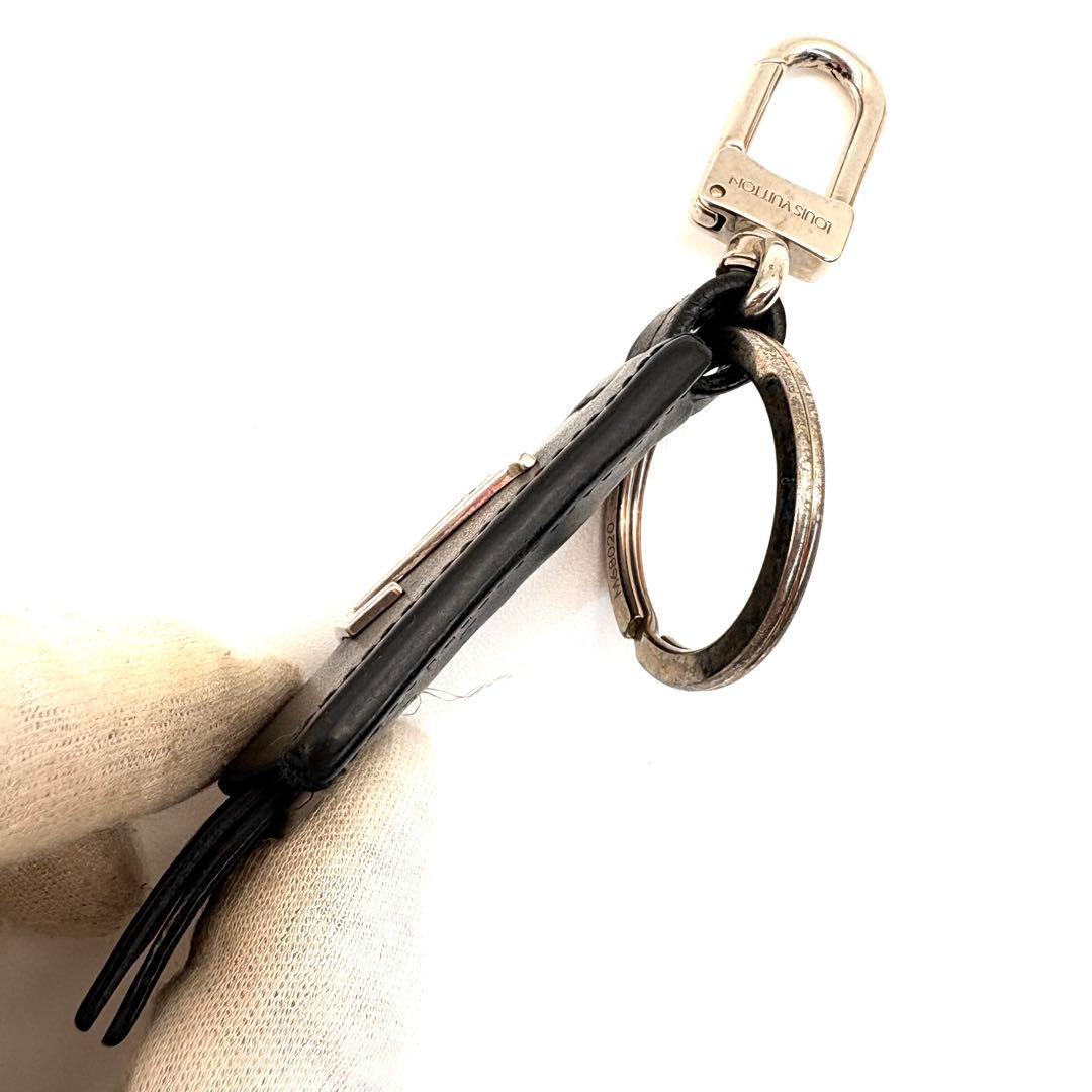 VUITTON　クラッシュクレ　黒　キーリング　本革　シルバー金具　ポルトクレ