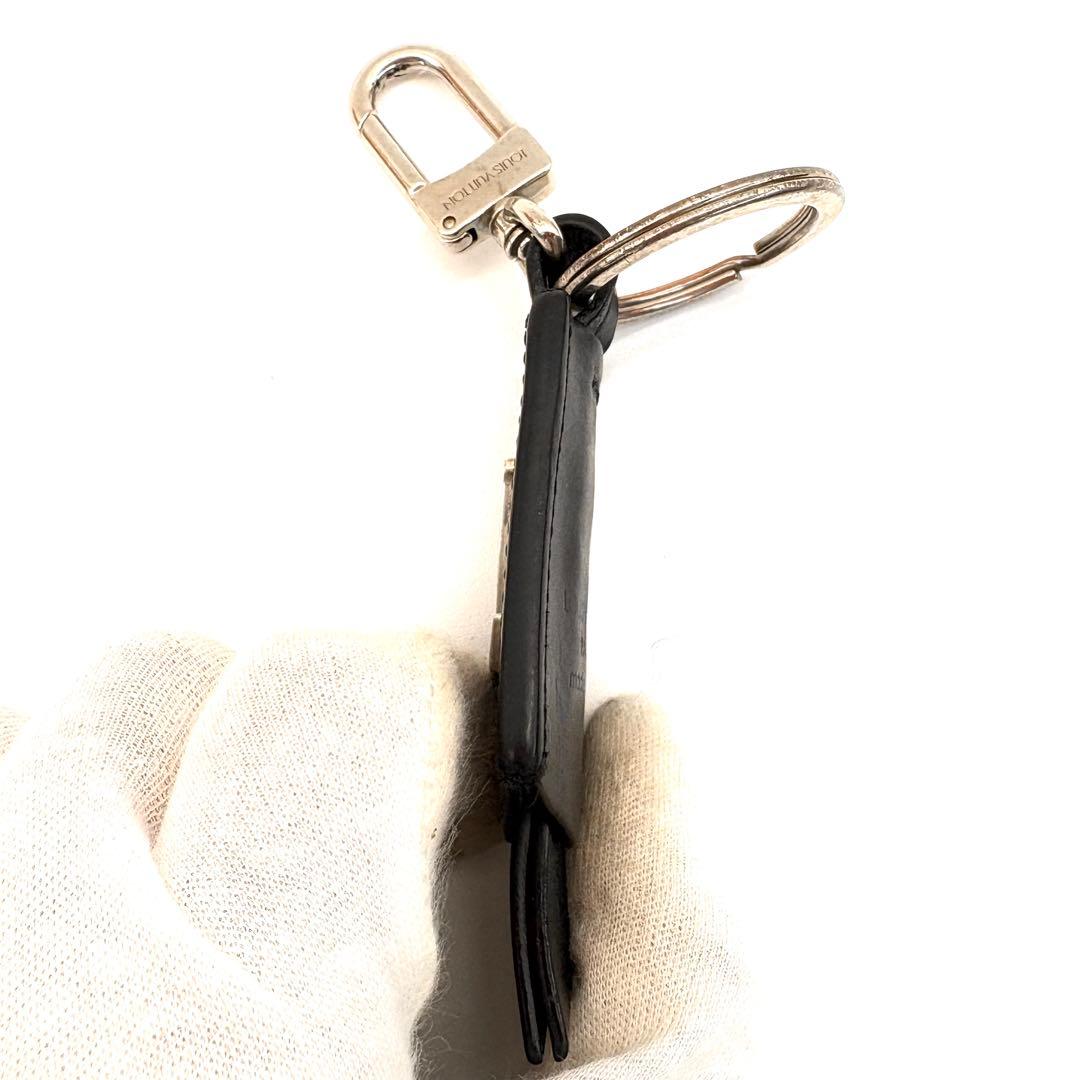 VUITTON　クラッシュクレ　黒　キーリング　本革　シルバー金具　ポルトクレ