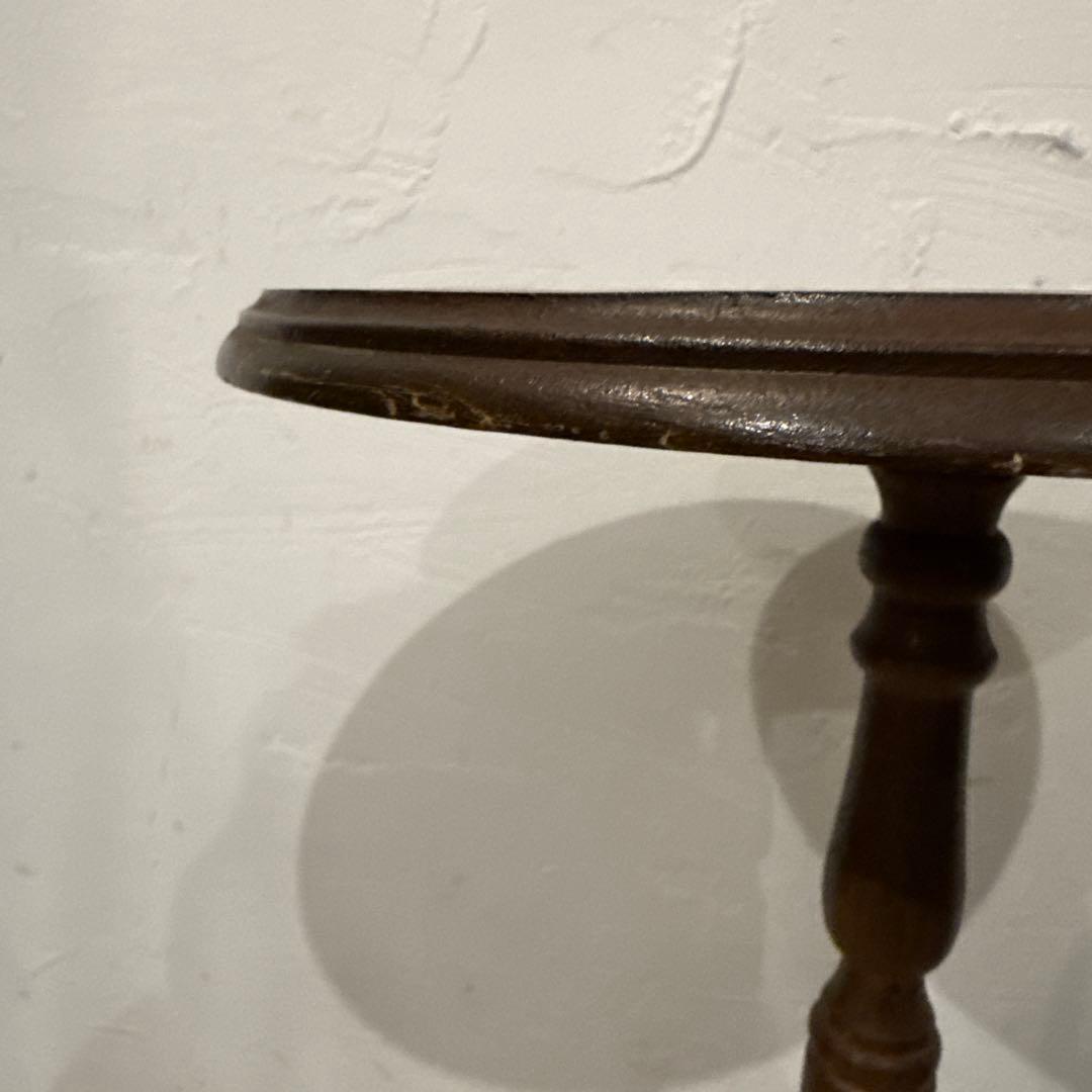 ヴィンテージ　木製サイドテーブル　ラウンド　花台 1