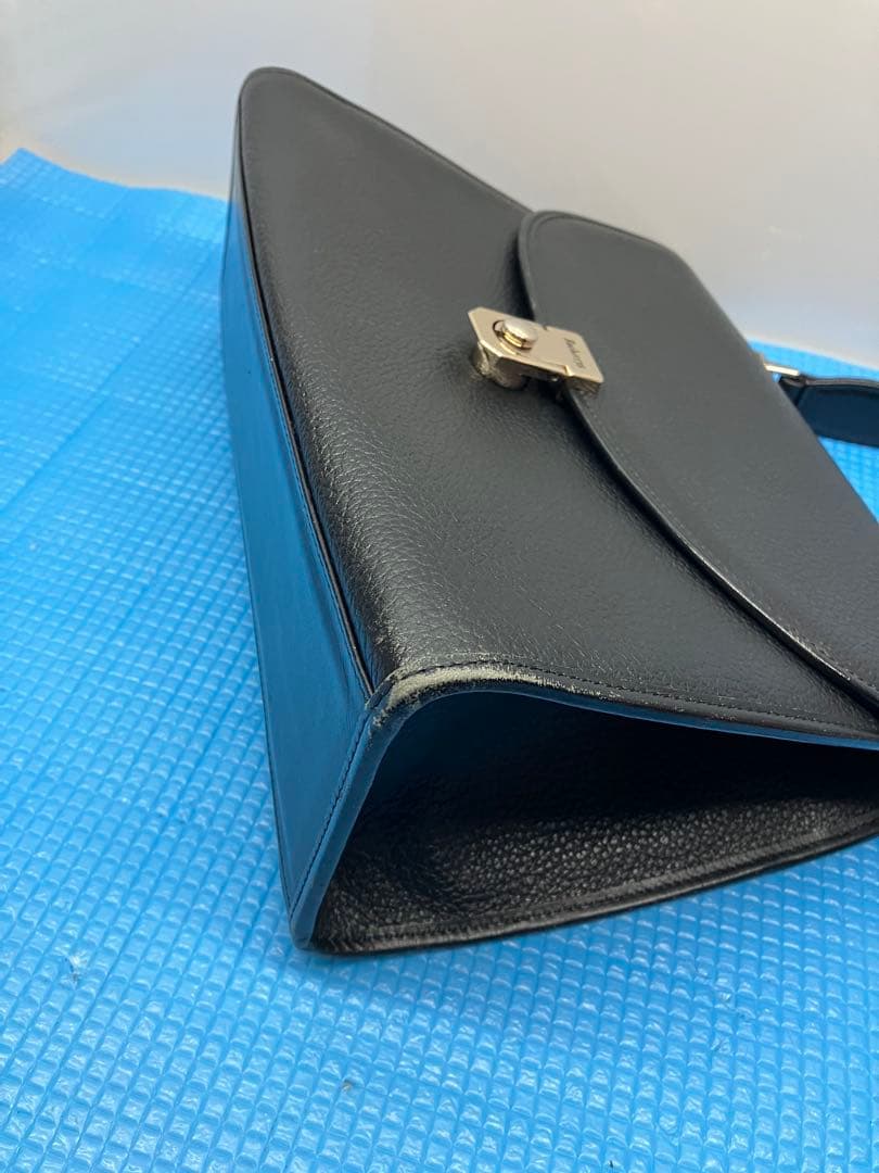 E04）BURBERRYS バーバリー レザー フォーマル ハンドバッグ 黒