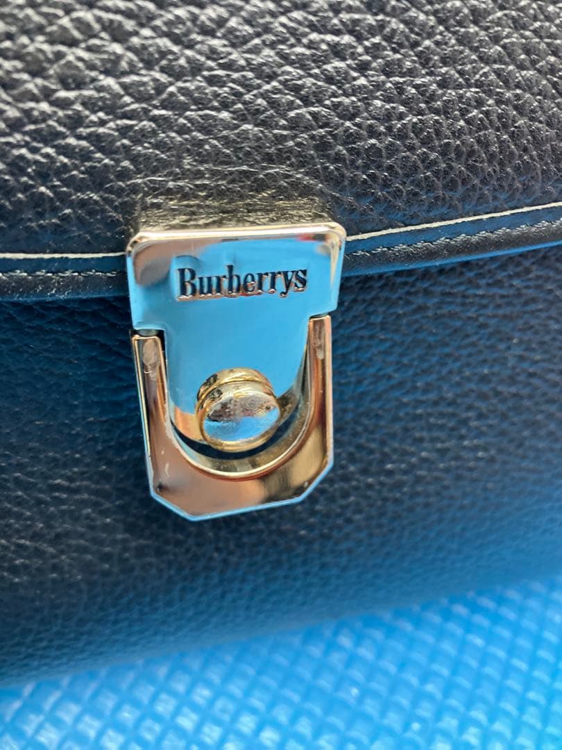 E04）BURBERRYS バーバリー レザー フォーマル ハンドバッグ 黒