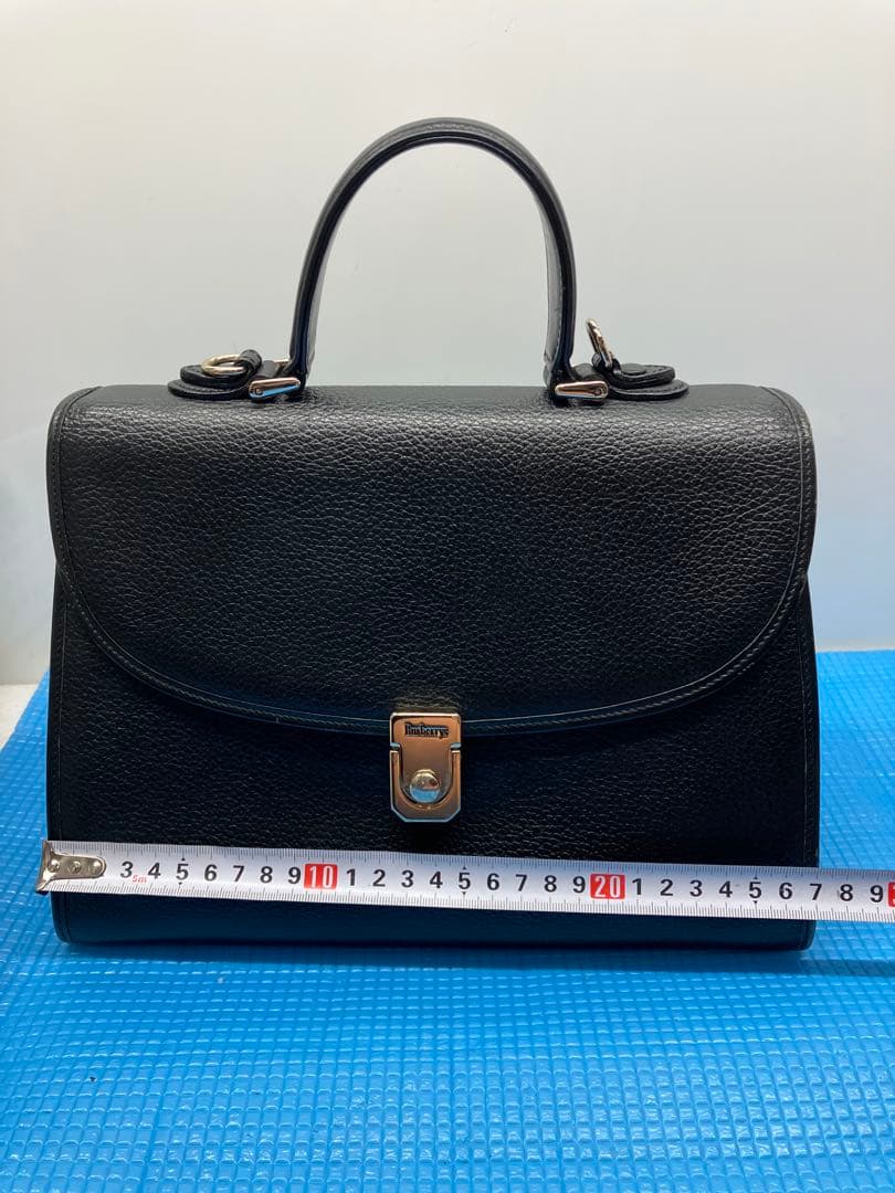 E04）BURBERRYS バーバリー レザー フォーマル ハンドバッグ 黒