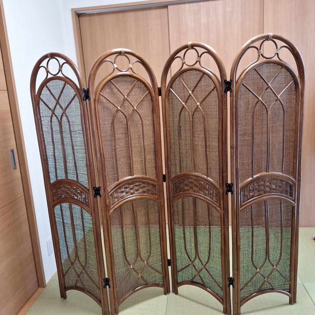 更にお値下げ❗ ウッドラタン アーチ型パーテーション 4連
