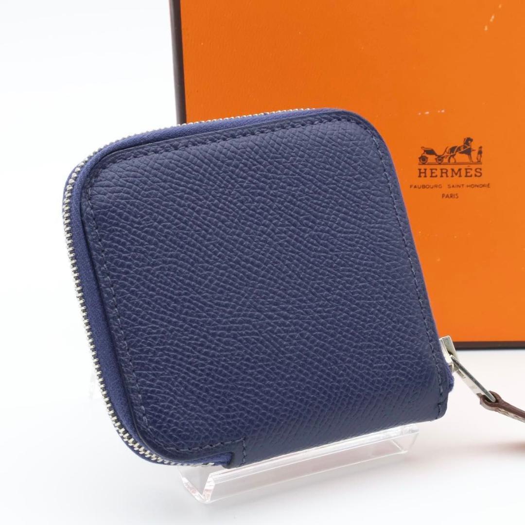 【極美品】HERMES アザップシルクイン　ケース　小銭入れ　ネイビー