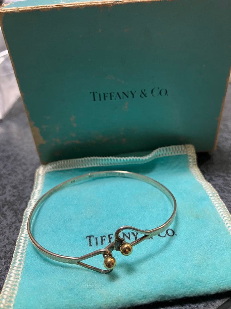 TIFFANY&CO ティファニー ダブル　ハート　k18 925 バングル