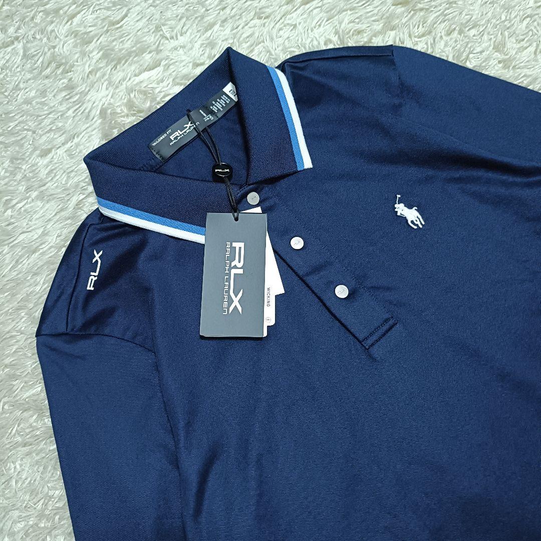 【新品】RLX ラルフローレン ロングスリーブ ポロシャツ ロゴ刺繍 ネイビー