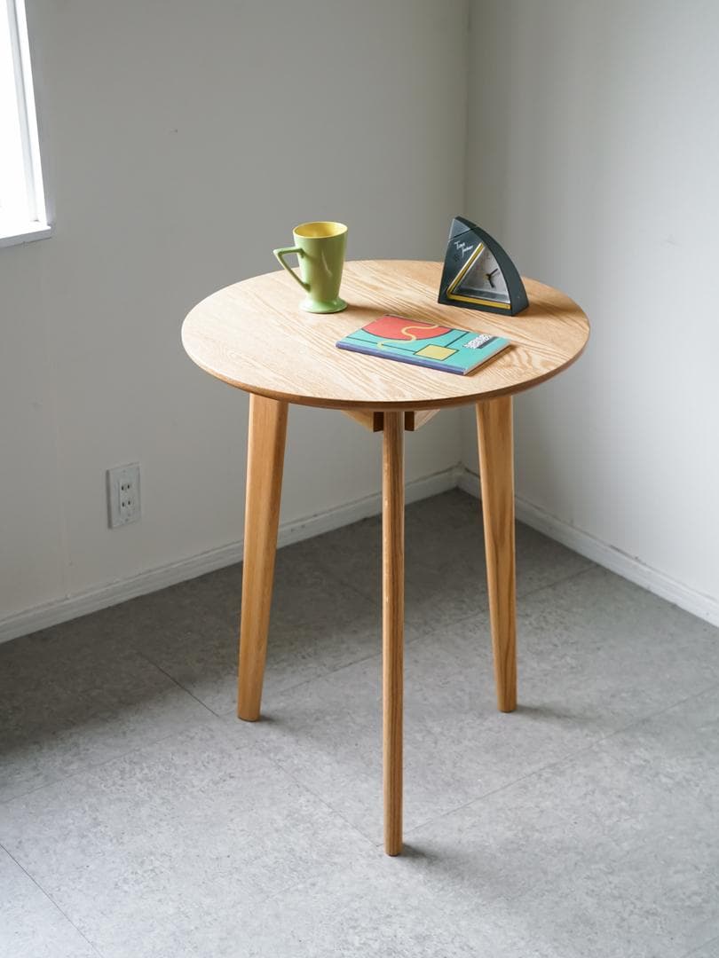 古道具 オーク材 ヴィンテージ ラウンドテーブル 北欧モダン