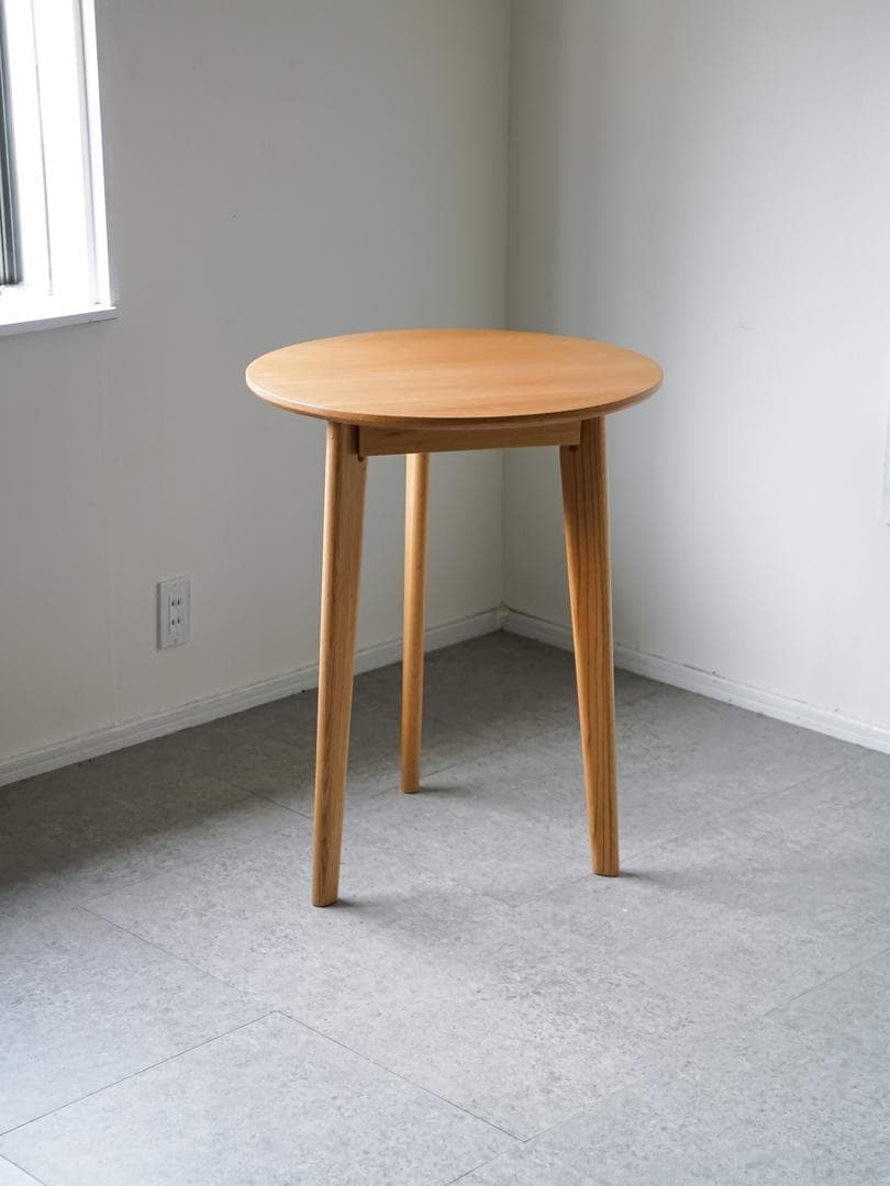 古道具 オーク材 ヴィンテージ ラウンドテーブル 北欧モダン