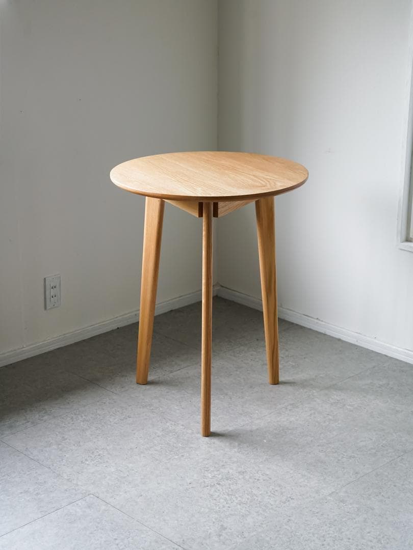 古道具 オーク材 ヴィンテージ ラウンドテーブル 北欧モダン