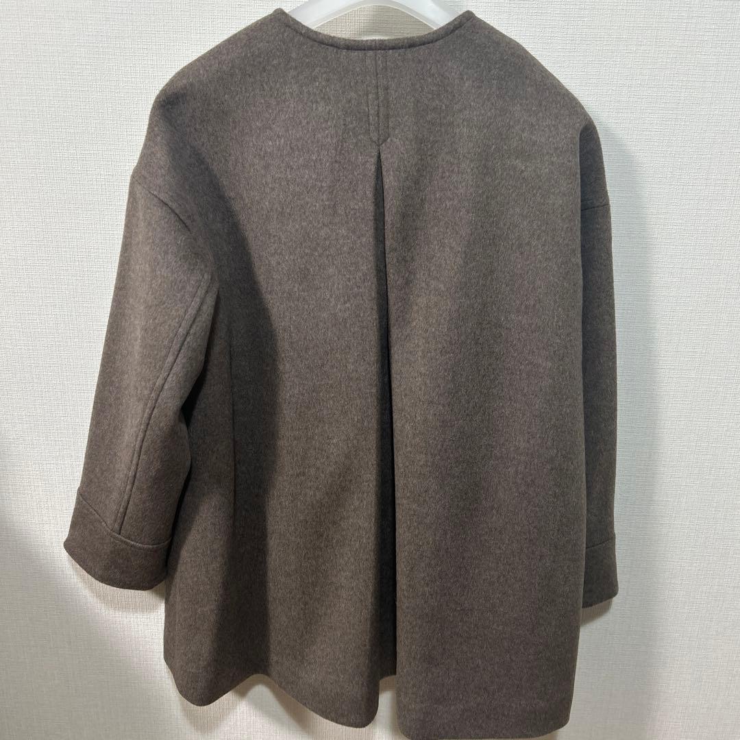 ジャーナルスタンダードスーパー140ビーバーノーカラーミドルコートチャイロ38