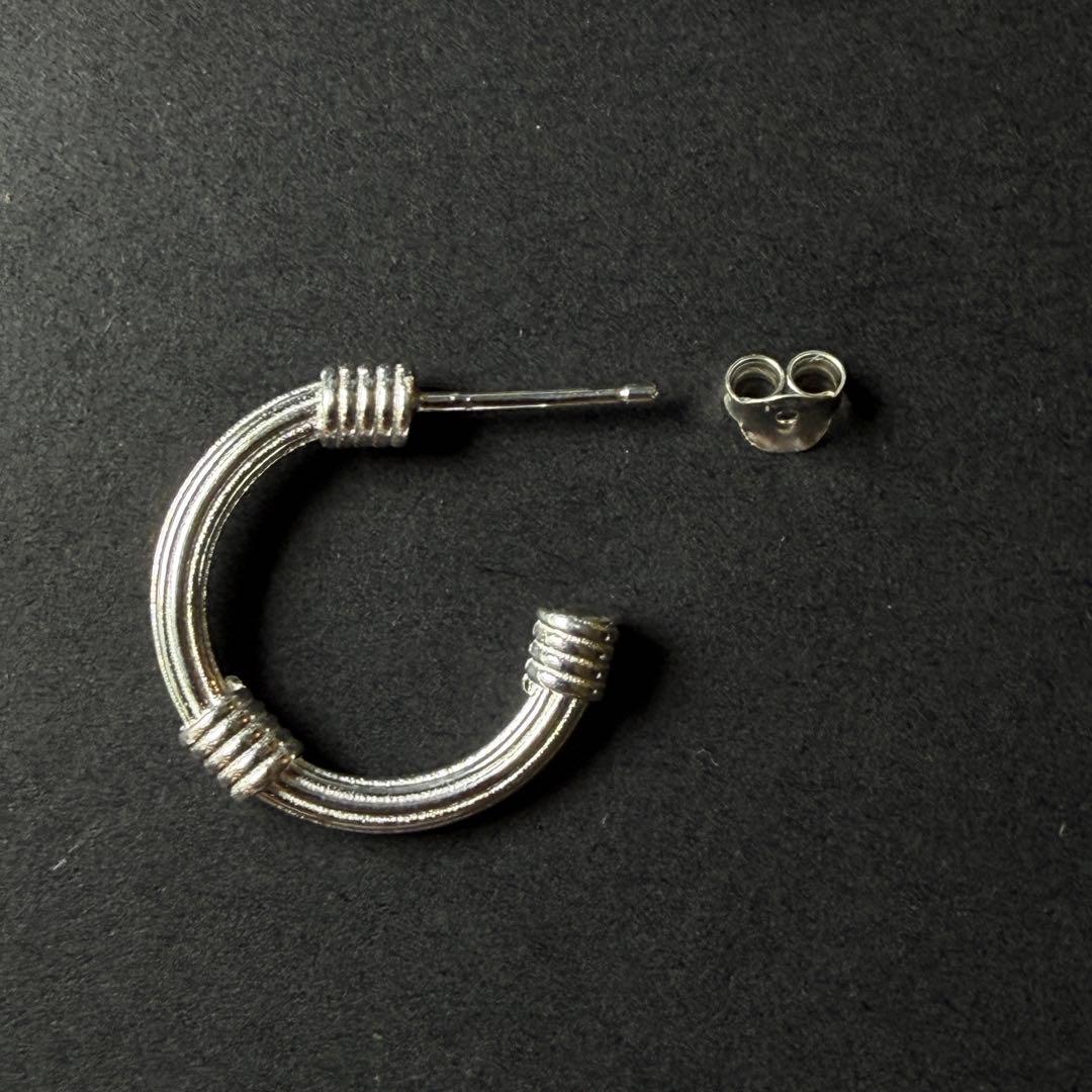 シルバー925 silver ポイントデザインフープピアス/軽研磨仕上げ/両耳