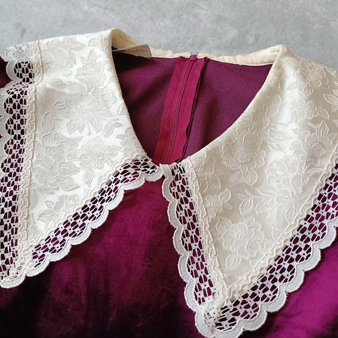 アメリカ古着 USAヴィンテージ ベルベットミニドレス ワンピース レース襟