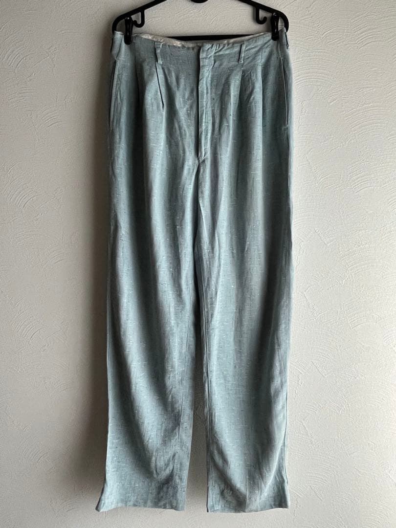 50s スラックス 絣 リネン レーヨン