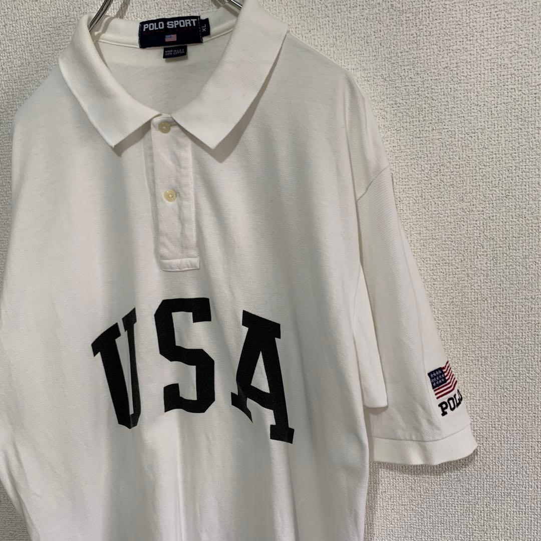90s POLO SPORT USA製　ポロシャツ　ホワイト