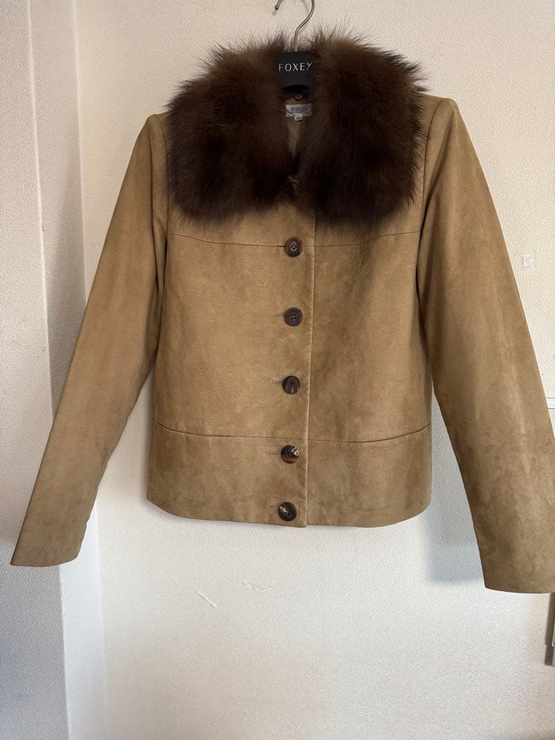 フォクシーFOXEYスエード衿毛皮付きジャケット 40